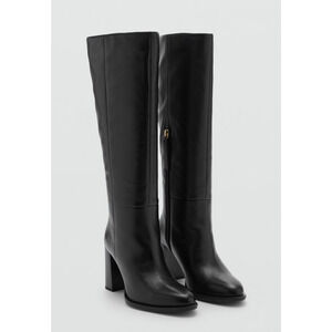 NEW MANGO MNG BLACK HIGH HEEL LEATHER ZIP BOOTS $249 SZ 41 US 9.5